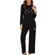 thumbnail image 2 of INSPIRE CHIC Conjuntos de Descanso para Mujer Camisetas de Manga Larga con Estampado de Gatos con Pantalones Pijamas con Bolsillos S Negro, 2 of 6