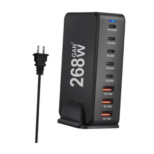 Bothyi - Cargador Usb C De 268W Pd100W Pd30W Qc18W Estación De Carga Usb C Multifuncional Negro