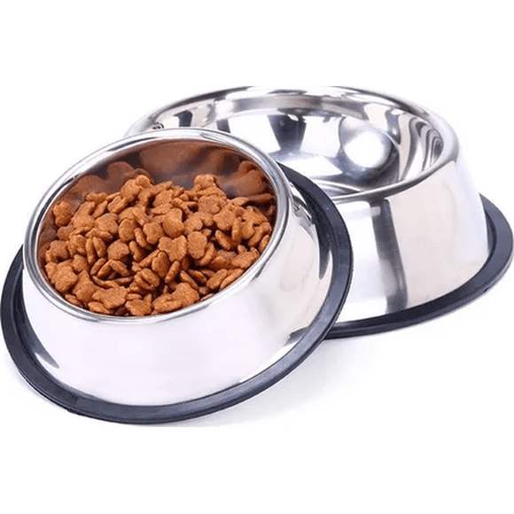 Plato acero inoxidable mascotas 12cm talla S color plata