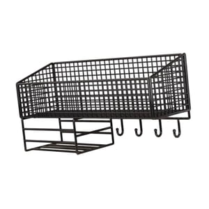 Magideal - Cesta De Almacenamiento De Metal Para Oficina, Estante De Baño Con Ganchos Para Colgar, Resistente Al Óxido, Fácil De Instalar, Soporte Para Artículos