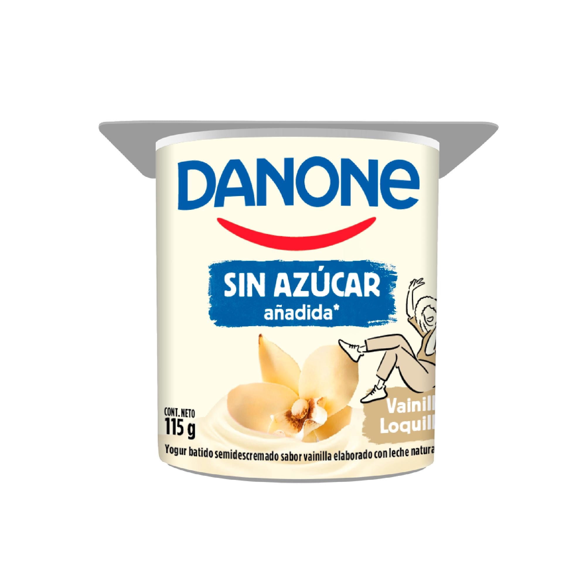 Yogurt Sin Azúcar Añadida Sabor Vainilla 115 g Danone