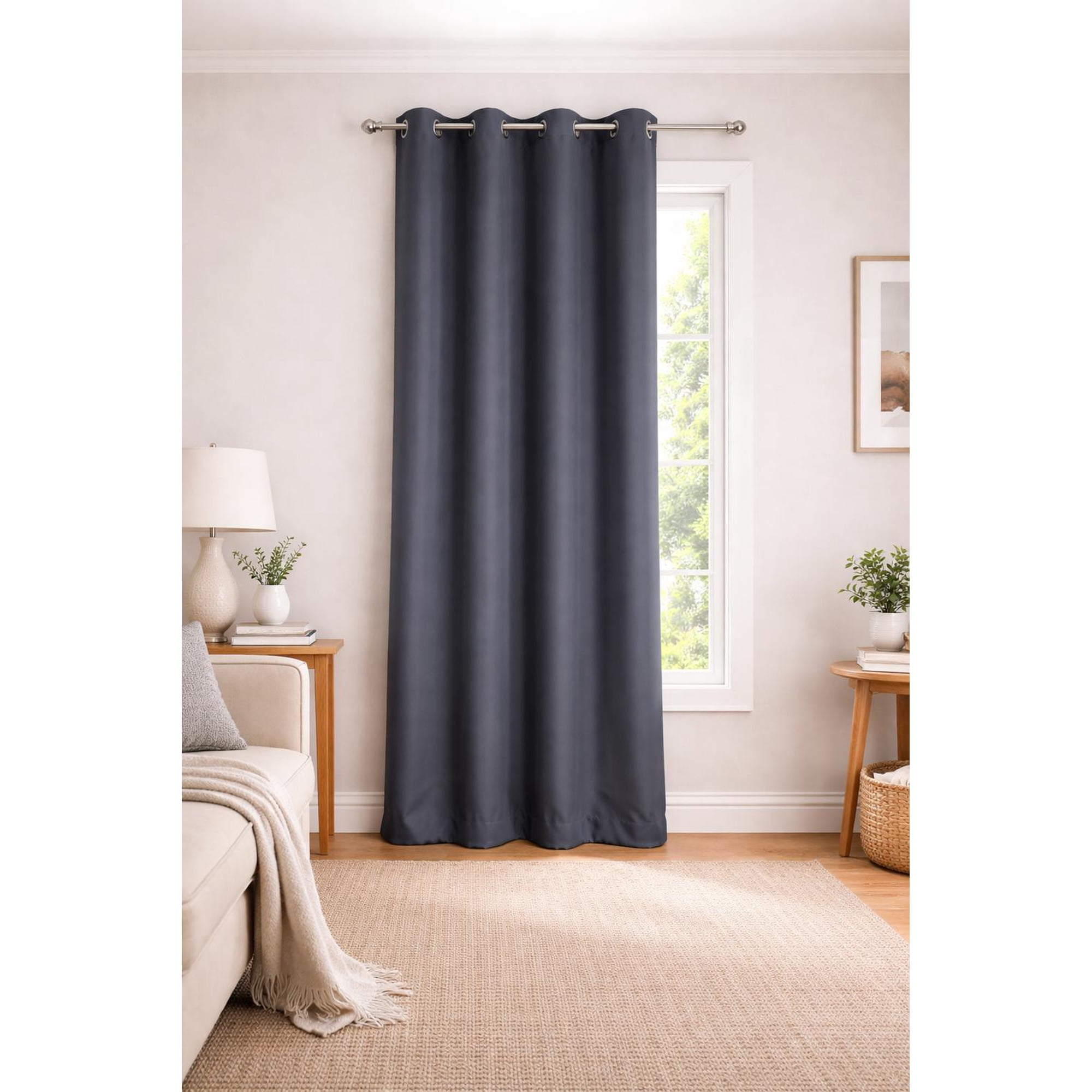Clems - Cortina 100% Blackout De Tela Engomada 1 Paño Gris Oscuro
