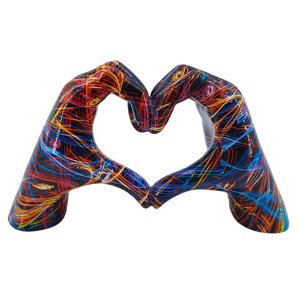 Bothyi - Estatua De Mano Con Forma De Corazón, Escultura Artística De Amor Con Forma De Dedo Para Estante De Mesa Y Armario, Colorida