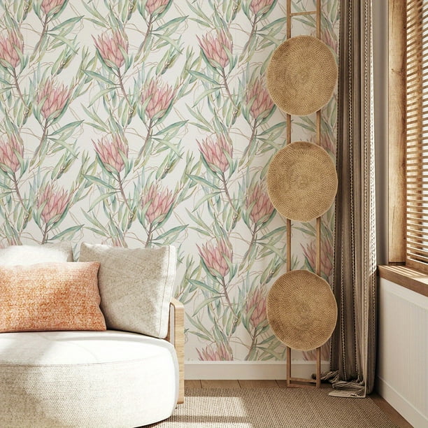 1 Roll Retro Rural Style Big Red Flower Pattern Poster, Thickened Moisture-proof Wallpaper, Self-adhesive Waterproof, Removable Self-adhesive Residue-free Wallpaper, For Home Decoration Background Wa