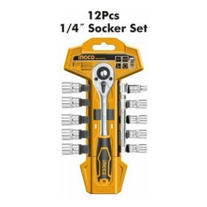 Set Dados Y Chicharra Industrial 12 Piezas 1/4"" Ingco