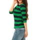 thumbnail image 4 of INSPIRE CHIC Camisetas a Rayas de Regreso a Clases para Mujer Ajustadas con Mangas al Codo y Cuello de Barco Talla L Verde Oscuro, 4 of 7