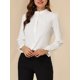 thumbnail image 5 of INSPIRE CHIC Blusa de Mujer con Volantes, Botones, Cuello Alto, Manga Larga, Talla L, Color Blanco, 5 of 8