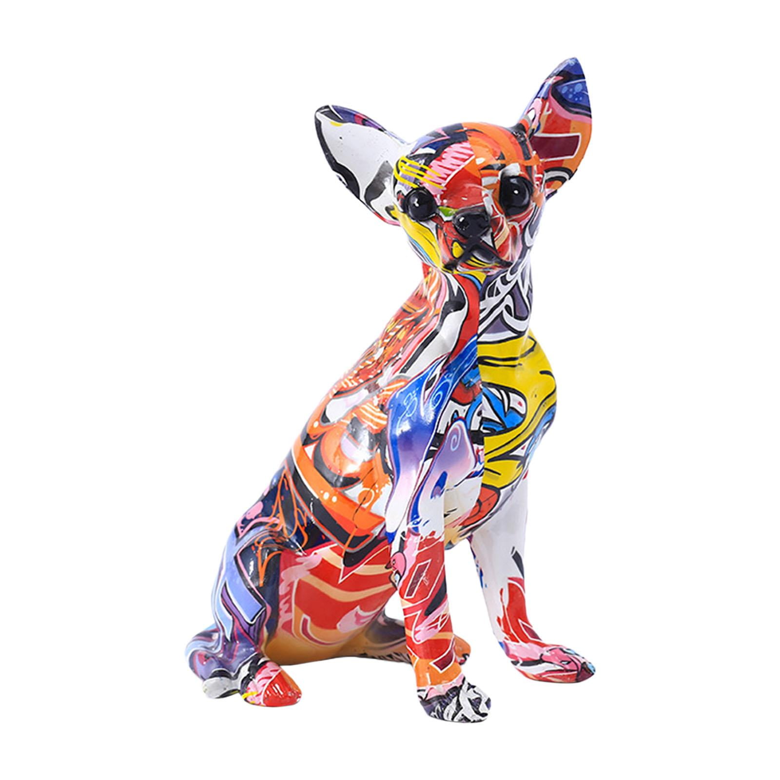 Magideal - Estatua De Perro, Figura De Chihuahua, Decoración De Estatua De Animal, Escultura De Adorno De Animal Multicolor Para Oficina, Estantería, Cafetería,