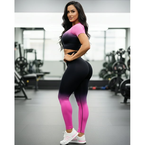 Conjunto deportivo Mujer degradé calza push up