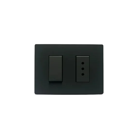 Interruptor Armado 9/12 + enchufe 10A Noir Mate Sinthesi