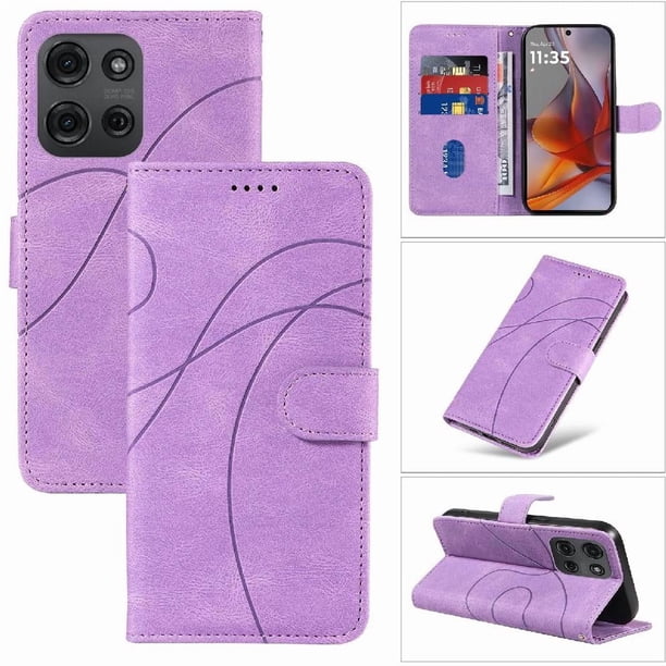 Funda tipo cartera con tapa para Motorola MOTO G75 5G con tarjetero, soporte y cubierta magnética Morado