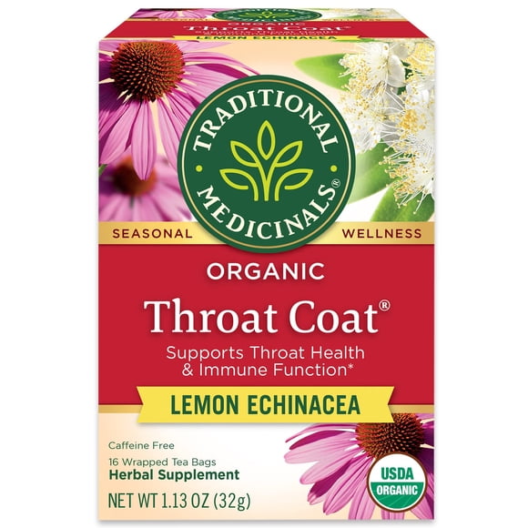 Té de hierbas Traditional Medicinals Throat Coat Limón 16 sobres