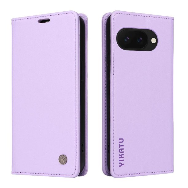 Funda Billetera de Cuero para Google Pixel 9A con Tarjetero y Soporte - Tapa Magnética Morado