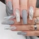 thumbnail image 1 of 24 Pcs Long Ballerina Marble White And Gray Press On Nails Reusable Glitter False Nails For Women, 1 of 2