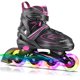 thumbnail image 1 of Patines en línea KAQINU con rodillo ajustable, color rosa iluminador, 1 of 7