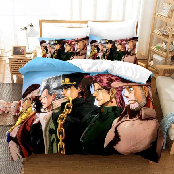 JoJo Bizarre Adventure Jotaro Kujo Bedding Set Boys Girls Duvet Cover Pillowcase Bed Kids Adult