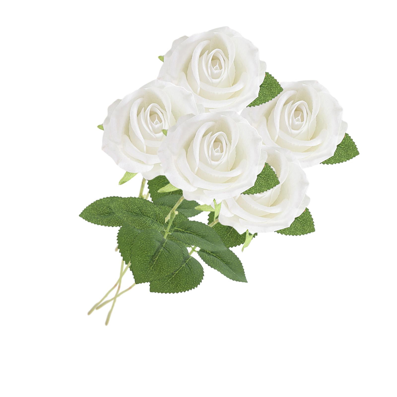 Magideal - Centro De Mesa De Flores Artificiales, Regalos Del Día De San Valentín Para Novio, Arreglos Florales Para Amigos Del Día De San Valentín, 5 Uds. , Blanco