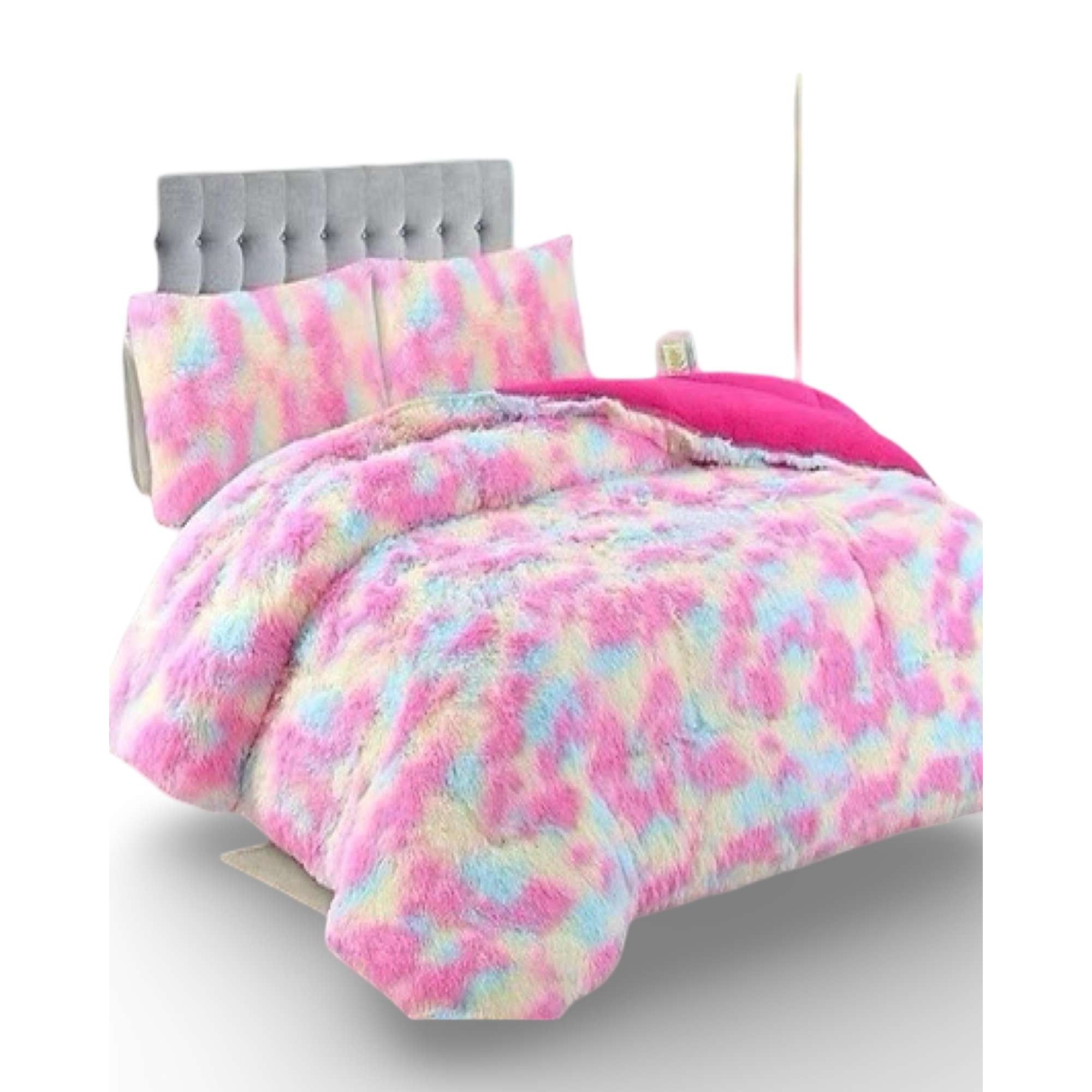 Gran Sol - Plumón Cubrecama Chiporro Peludo Grueso 2 Plazas Multicolor