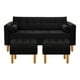 thumbnail image 1 of Sofa Retro 3c + 2 Pouf Felpa 04 Negro, 1 of 6