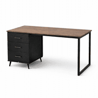 Space Home - Escritorio Atlas Negro Y Rustico Con Cajones Y Estructura Reforzada