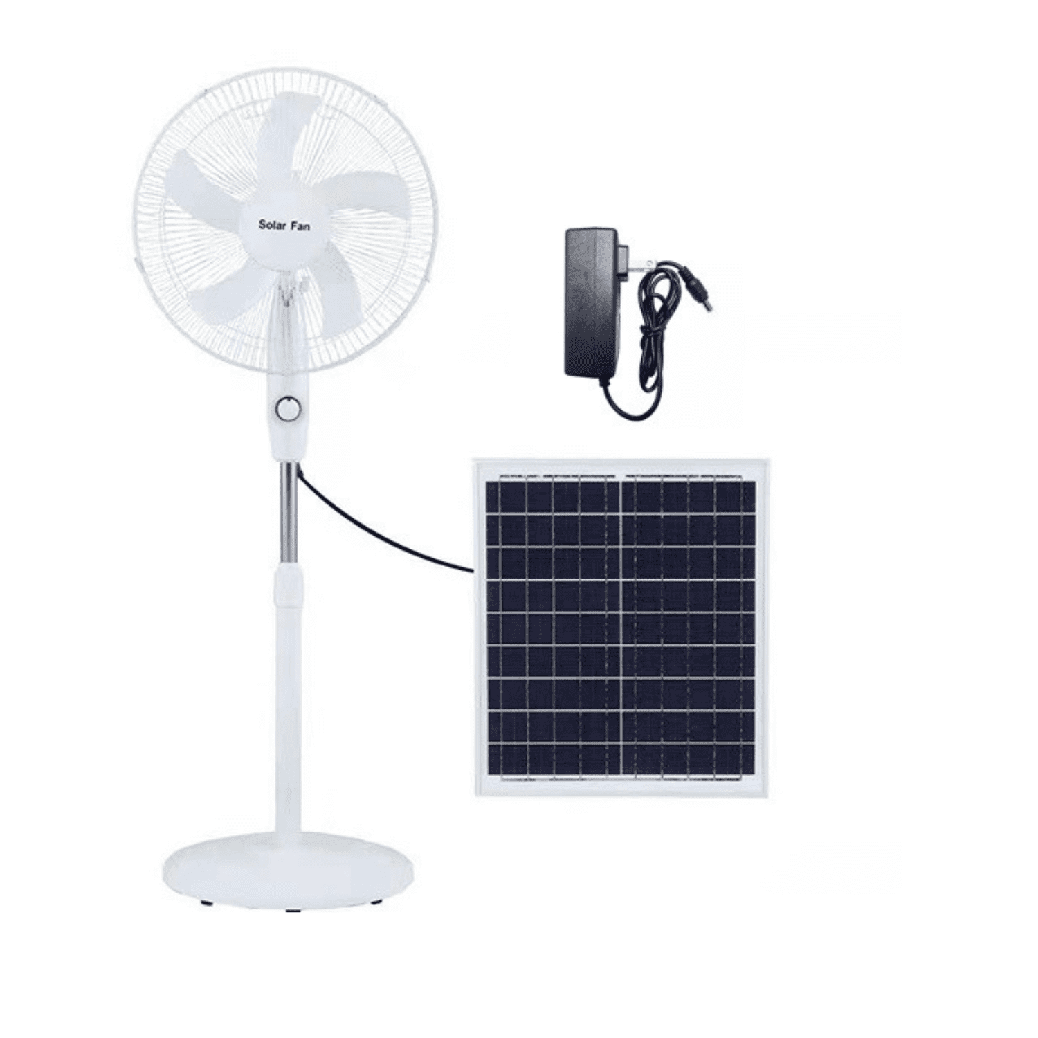 Genérico - Ventilador Pedestal Solar Recargable De 5 Aspas Blanco