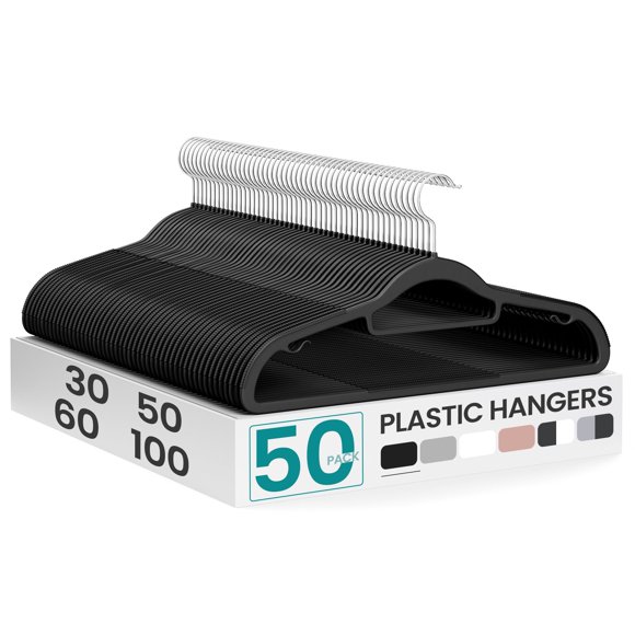 Perchas SONGMICS Paquete de 50 Perchas de Plástico Resistente 42 cm