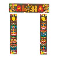 Bothyi - Puerta Banner Party Jungle Fondo Telón De Fondo Para Puerta De Cumpleaños Hawaiana 3Pcs
