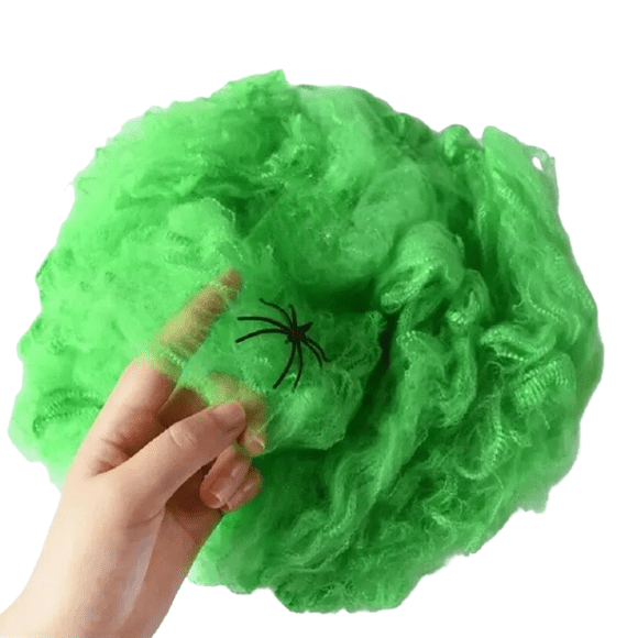 Telaraña Decorativa con Araña 20gr Halloween Verde