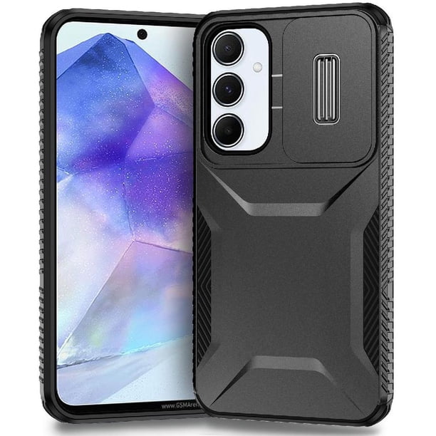 Funda Resistente para Samsung Galaxy A55 5G con Tapa Deslizante y Protección Militar Negro
