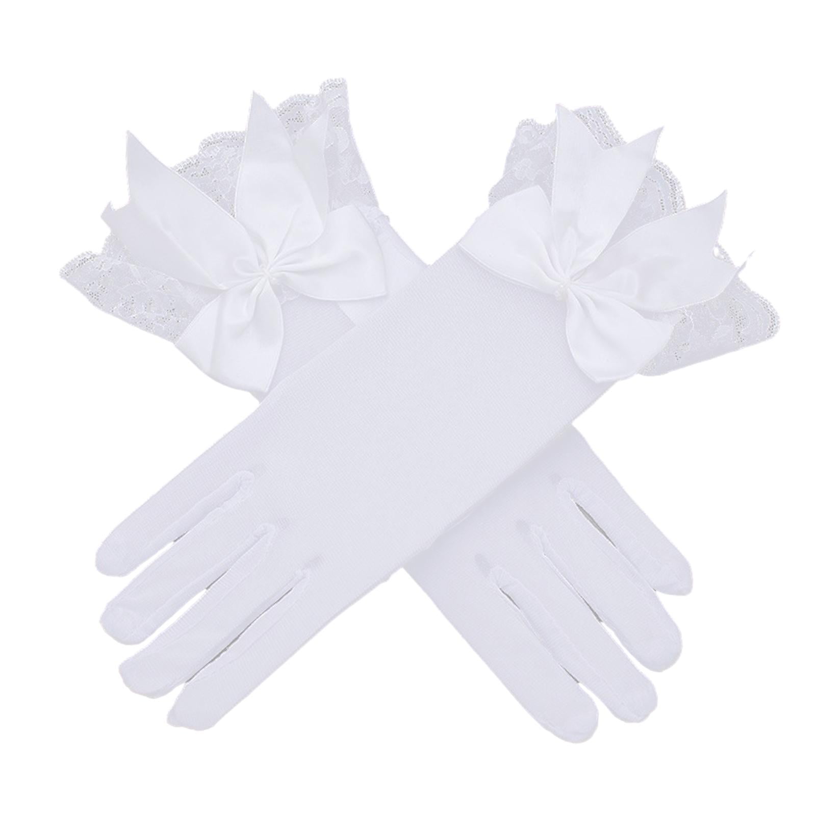 Bothyi - Guantes De Encaje Para Mujer, Guantes Duraderos Para Disfraces, Para Bodas, Banquetes, Fiestas Nocturnas, Color Blanco