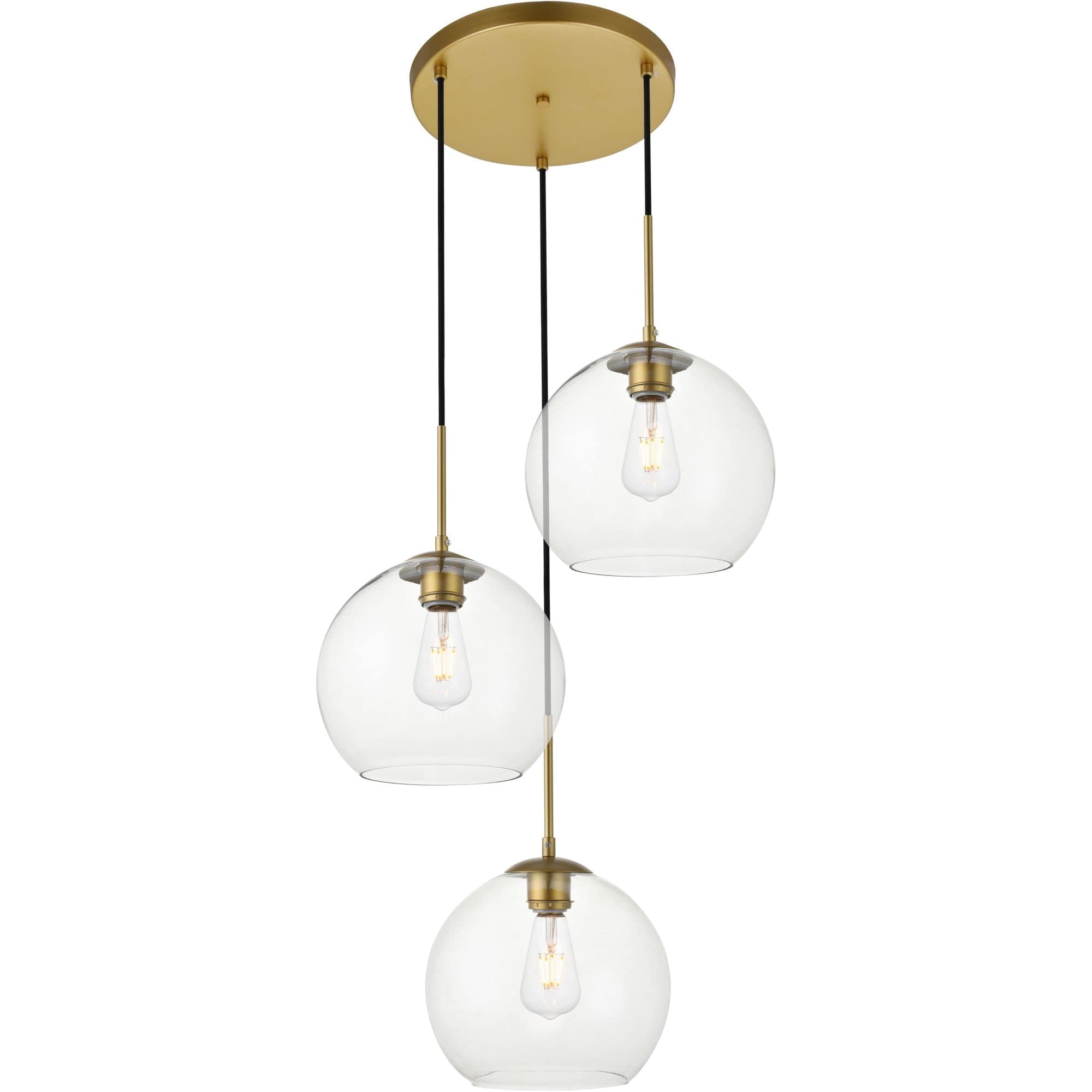 Lámpara Colgante Elegant Lighting Baxter De 3 Luces En Latón 110v