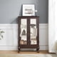 thumbnail image 3 of 2 Doors Curio Cabinet with Tempered Glass Doors, Curio Cabinets with Mirrored Back Panel and Adjustable Shelves, Lighted Display Cabinet for Home, Office Light Bulb Included Cherry, 3 of 3