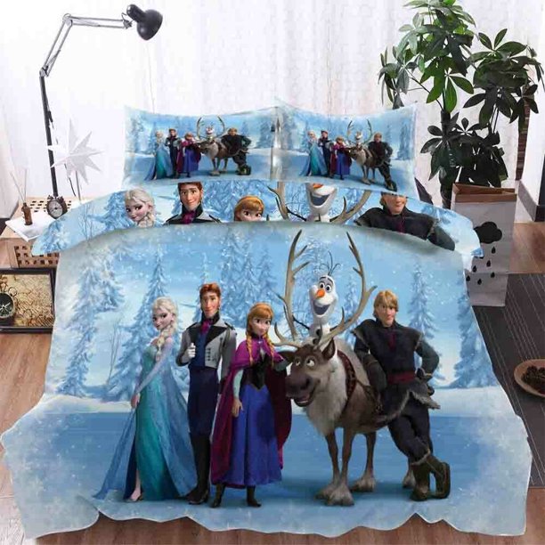 Princess Ice Snow Duvet Quilt Covers Pillow Case Bedding Sets3-Piece Bedding Set (1 Duvet Cover + 2 Pillow Shams)