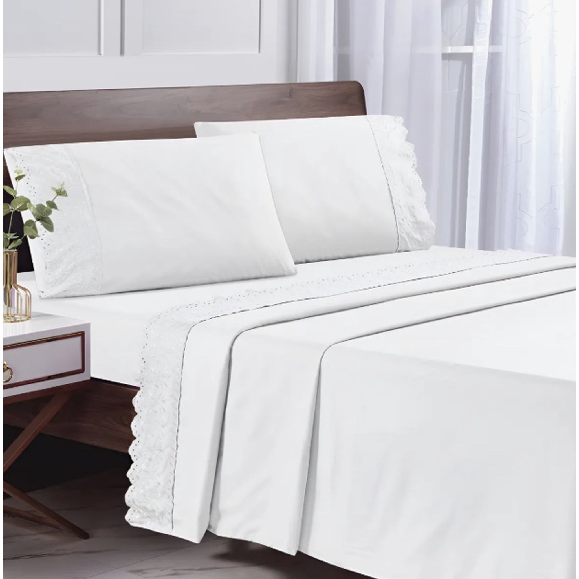 Riqui - Sábanas King Broderie Blanco