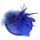 thumbnail image 3 of Elegante sombrero de novia con plumas de avestruz, ideal para bodas, iglesias y fiestas (azul rey), 3 of 7