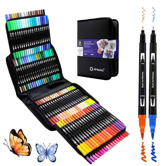 Juego de rotuladores Artecho, 120 colores, doble punta, para libros de colorear para adultos