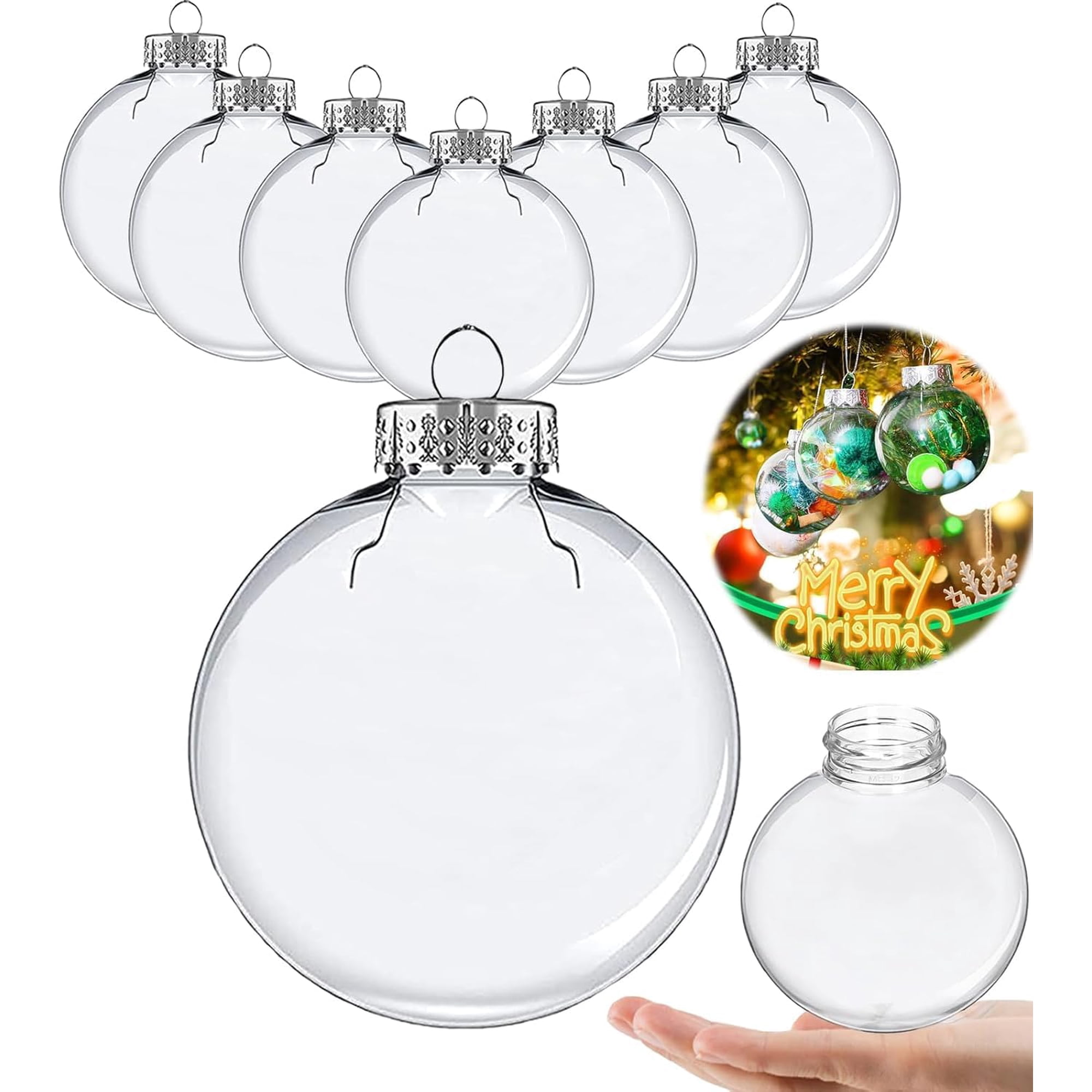 Generic - Adornos Navideños En Forma De Bolas De Plástico Transparente, 12 Unidades (8 Cm)