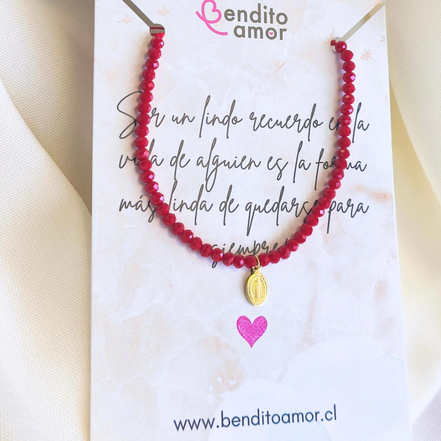 Bendito Amor - Pulsera Protección- Virgen De Los Rayos Rojo 17