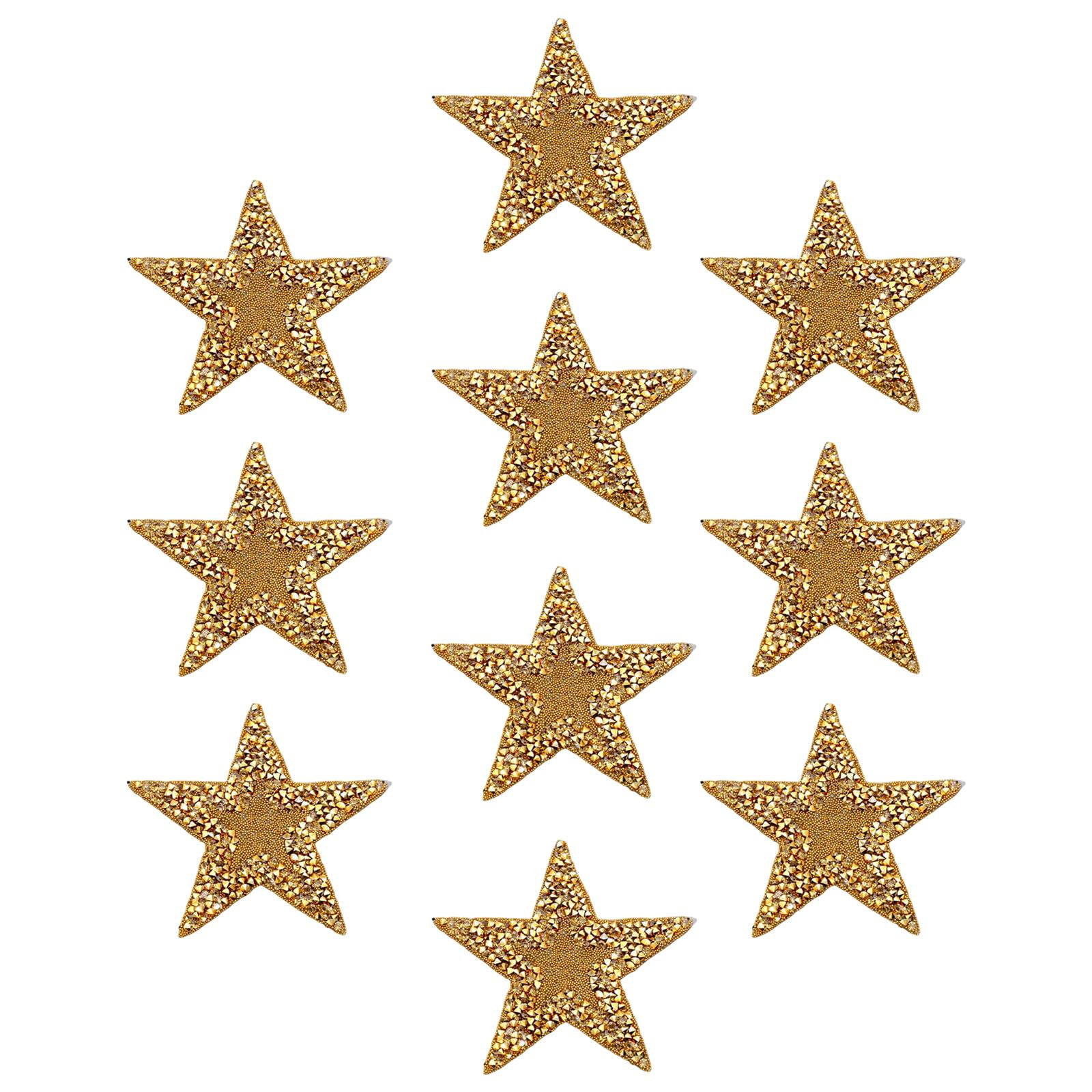 Magideal - 10 Piezas De Parches De Estrella De De Imitación Apliques De Hierro En Pegamento En Insignias Decorativas Para Manualidades Diy , Dorado
