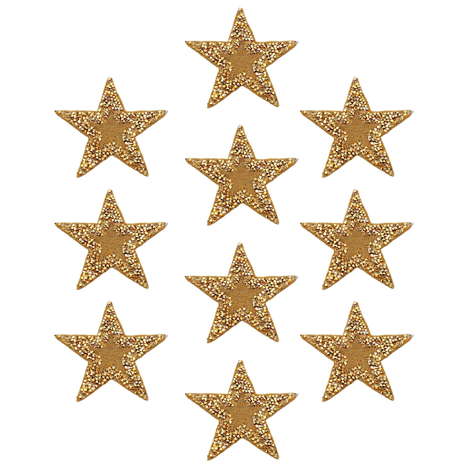 Magideal - 10 Piezas De Parches De Estrella De De Imitación Apliques De Hierro En Pegamento En Insignias Decorativas Para Manualidades Diy , Dorado