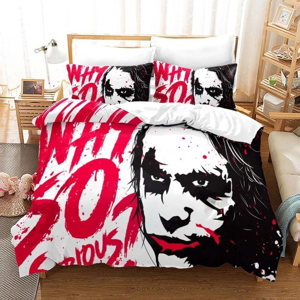 The Joker Horror Clown Quilt Duvet Cover Set Doona Cover Bedroom Decor 3-Piece Bedding Set