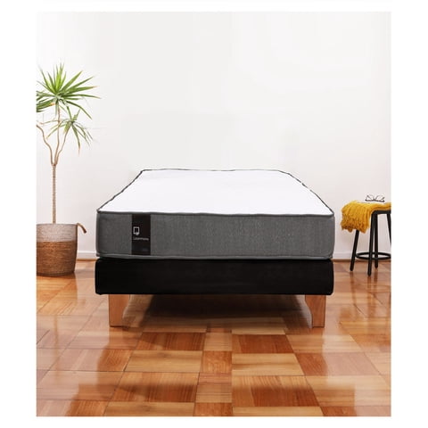 Latam Home - Cama Europea Zen Best 1.5 Plaza Colchon Resortes Base Dividida Tela Negro
