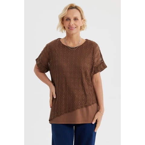 Fashionspark - Polera Mujer Calada Café