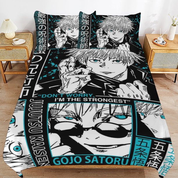 Jujutsu Kaisen Bedding Set Duvet Cover Comfortable and Lightweight Cartoon Bedding 3 Piece Bed Set