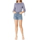 thumbnail image 2 of INSPIRE CHIC Blusa de Verano Transparente con Cuello Volante y Manga Corta de Lunares para Mujer L Púrpura, 2 of 8