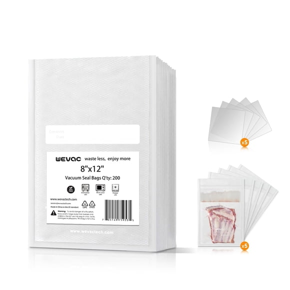 Bolsas para Envasado al Vacío Wevac 8x12 cm, Pack de 200 con Accesorios