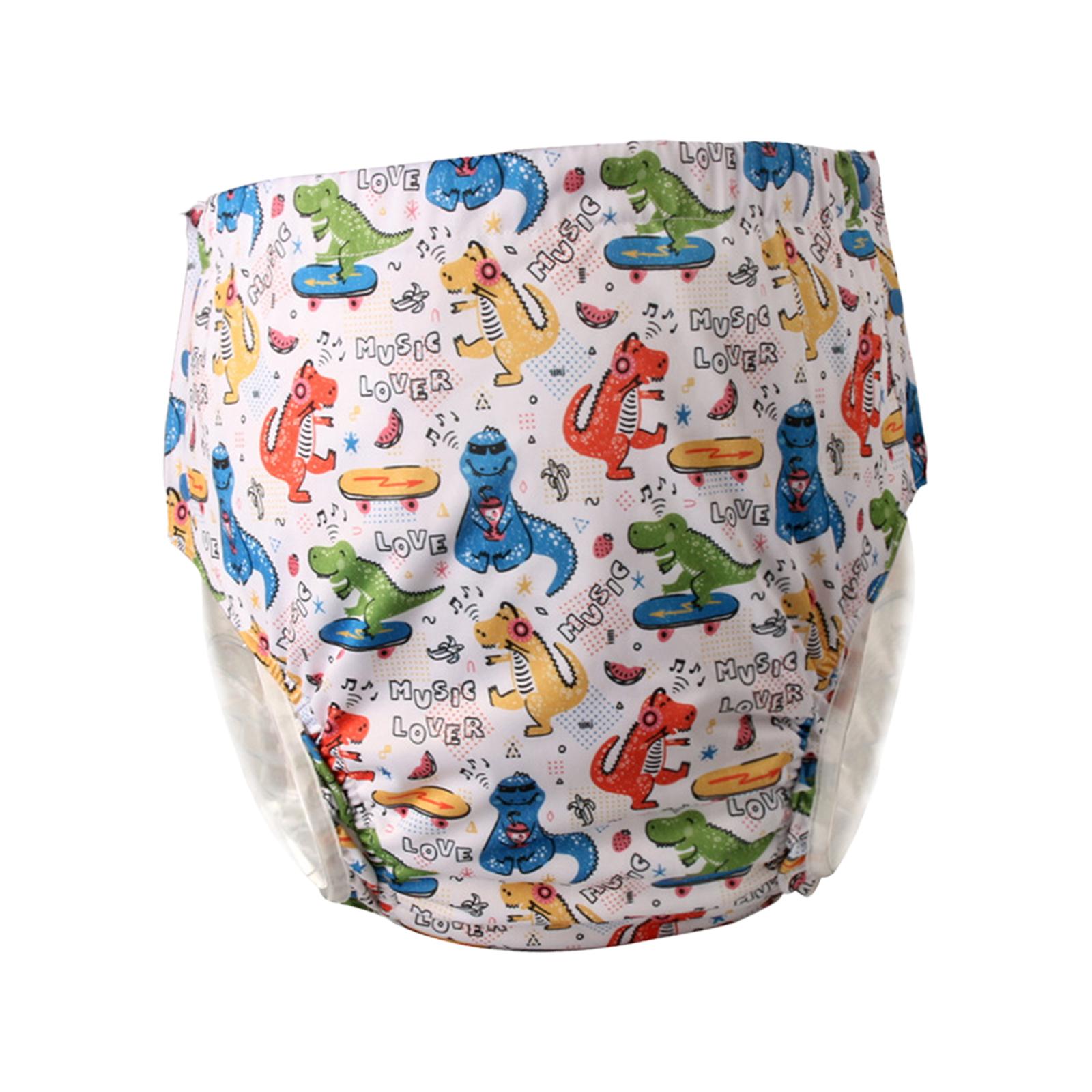 Magideal - Pañal De Tela Para Adultos, Cubierta De Pañal Lavable A Prueba De Fugas Para Ancianos, Lavable, De Secado Rápido, Ropa Interior Protectora Impermeable Dinosaurio Xxl
