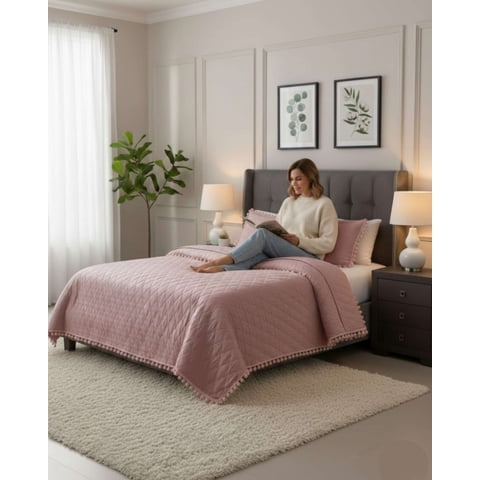 Todo Para El Hogar - Quilt Diseño De Pompones Ideal Para Temporada De Verano (2 Plazas)