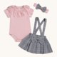thumbnail image 1 of Conjunto De Falda Overol + Body Manga Corta y Diadema Para Niñas Primavera Verano, 1 of 3