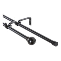 Metalhsa - Set Barras Para Cortina Doble 13/16 Mm Extensible 70-120 Cm Negro Orb Bola